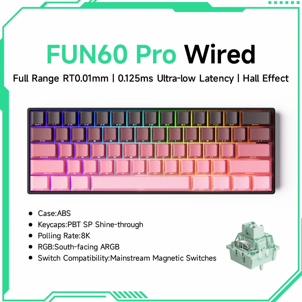 Clavier Gaming Monsgeek FUN60 Pro & MAX – Switchs Magnétiques, 60% Compact, 8K Polling Rate, ARGB
