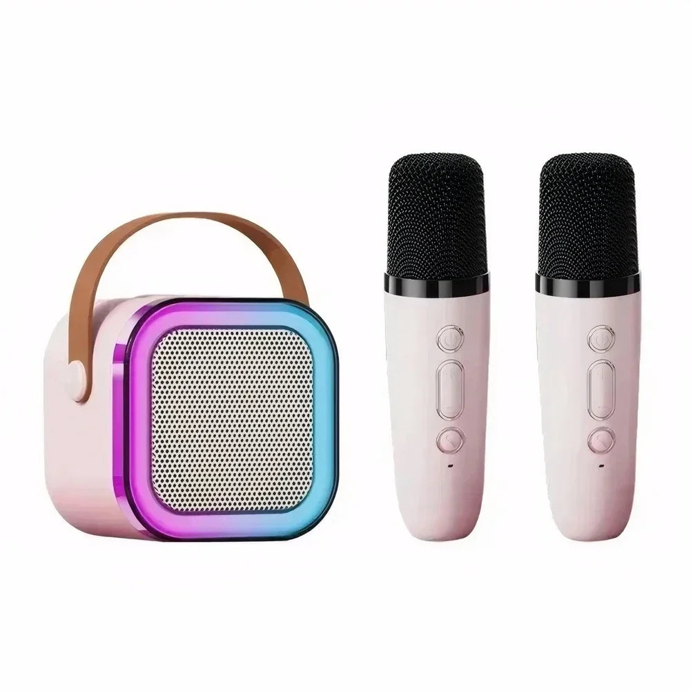 Machine de Karaoké K12 – Enceinte Bluetooth 5.3 avec 2 Micros Sans Fil, Lumières LED, Autonomie Longue