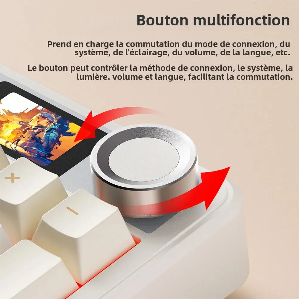 Clavier Mécanique AULA F108 Pro – Sans Fil Bluetooth, Écran TFT Intelligent, Hot-Swap, RGB