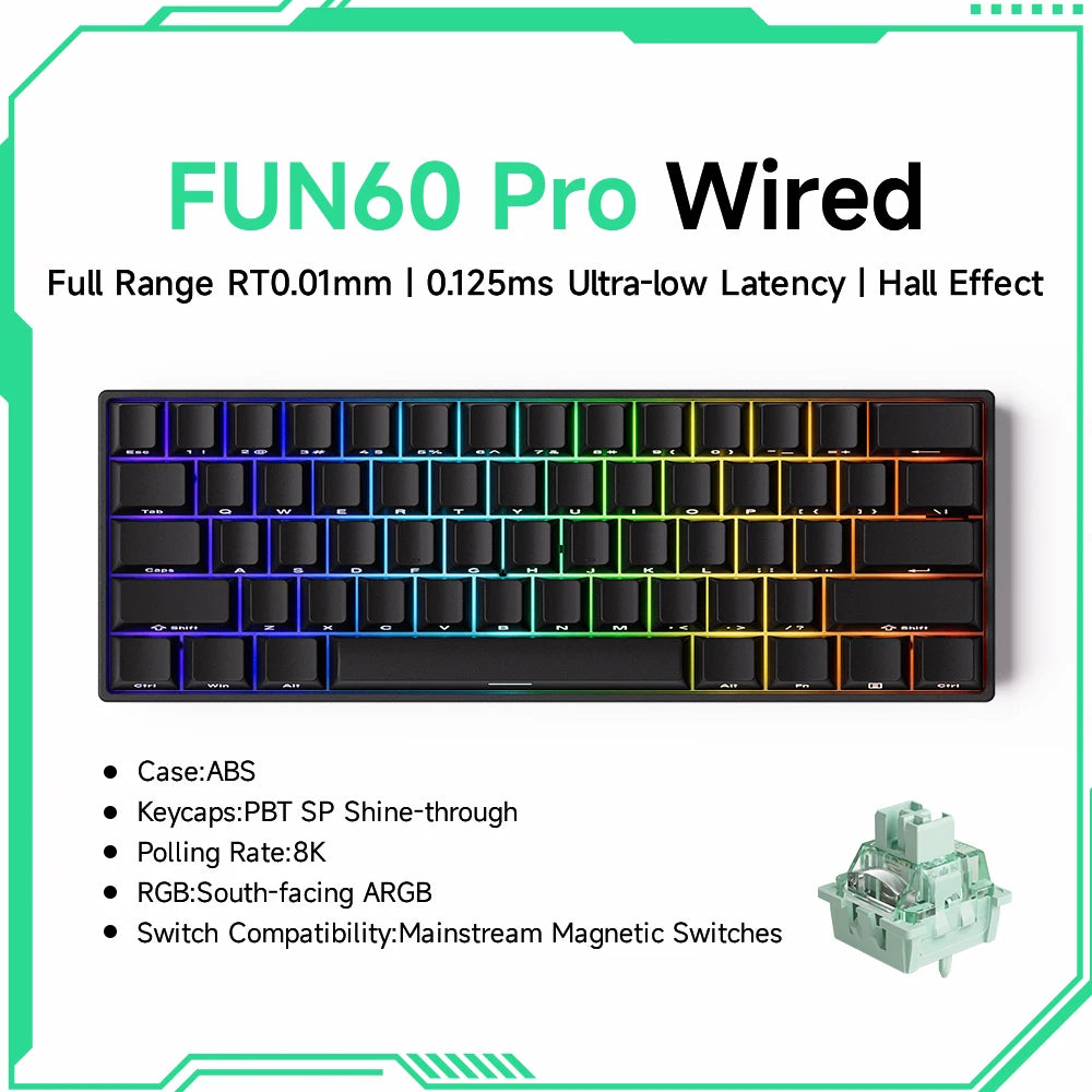 Clavier Gaming Monsgeek FUN60 Pro & MAX – Switchs Magnétiques, 60% Compact, 8K Polling Rate, ARGB