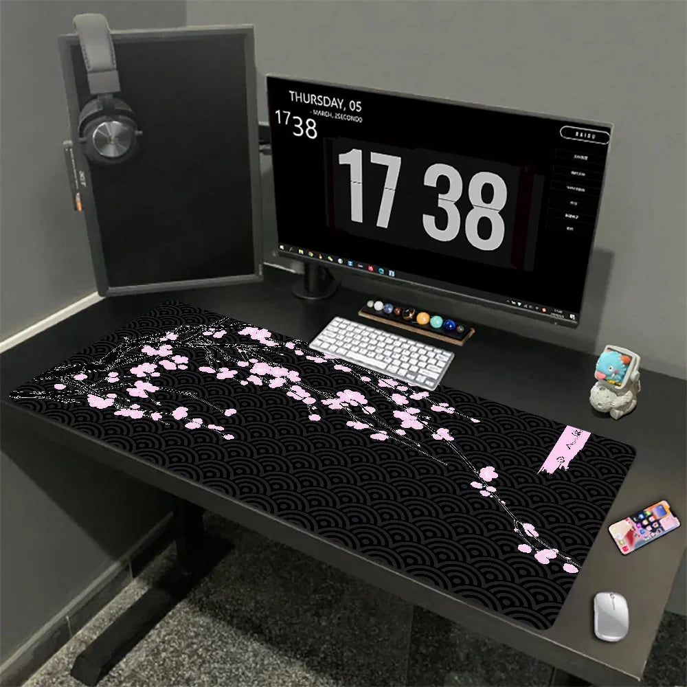 Tapis de souris XXL Sakura Japonais – Gaming & Bureau | Antidérapant | Design Fleurs de Cerisier