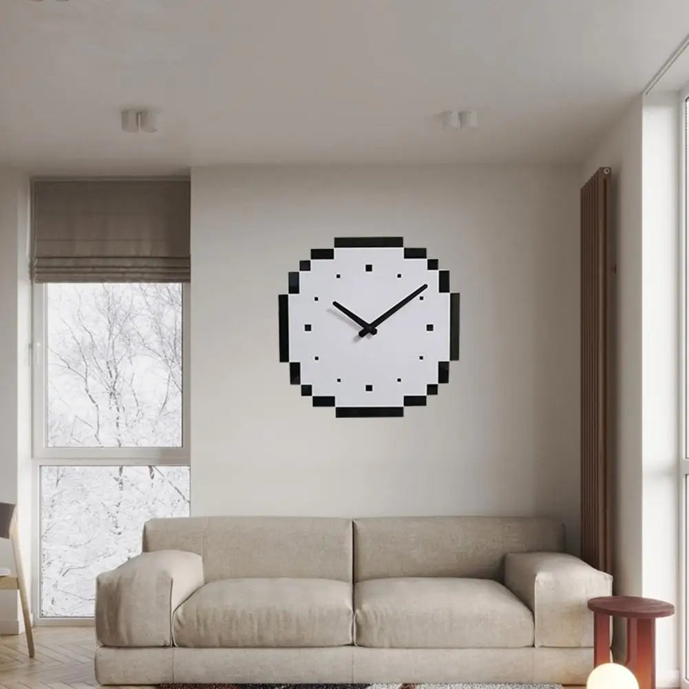 Horloge murale design Pixel, silencieuse à quartz – Style moderne pour maison, bureau et gaming room