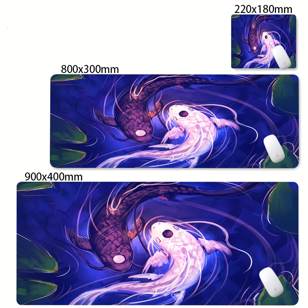 Tapis de souris XXL Japonais Koi – Gaming & Bureau | Antidérapant | Design Anime
