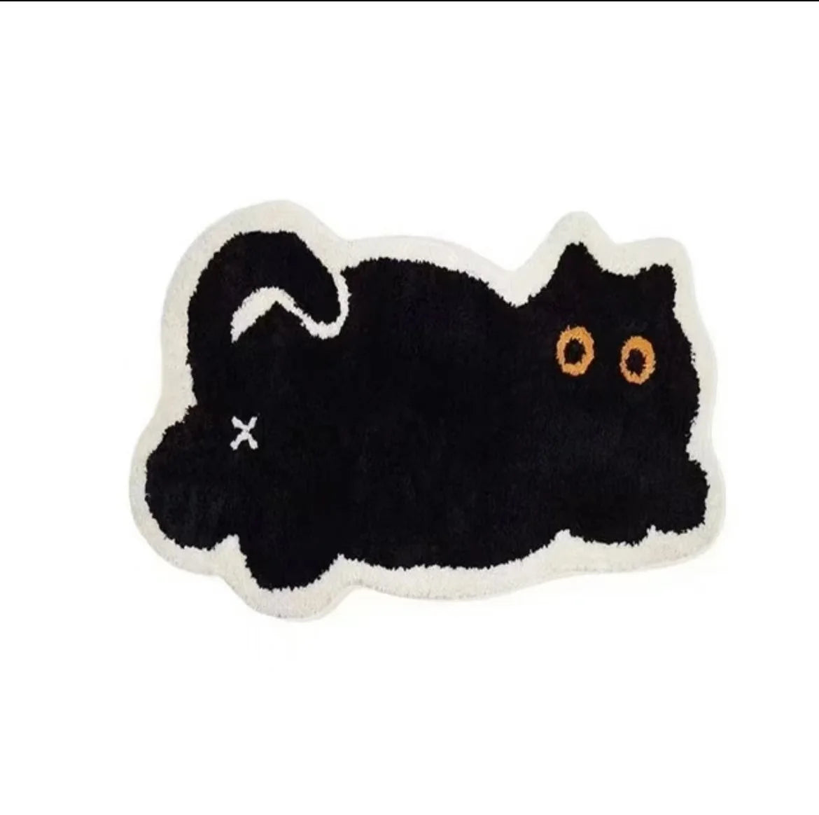 Tapis de Sol Chat Noir – Design Mignon en Imitation Cachemire – Déco Chambre & Salle de Bain
