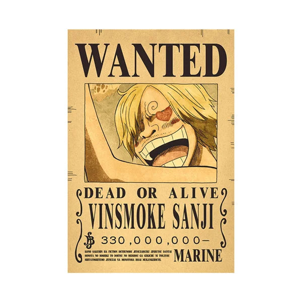 Affiches Wanted One Piece – Posters Vintage des Mugs de Primes