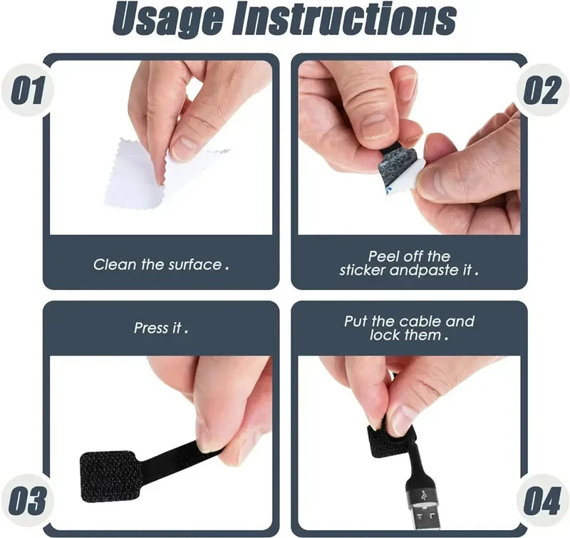Lot de 10 Sangles Auto-Adhésives Réutilisables – Organisez Vos Câbles Facilement !