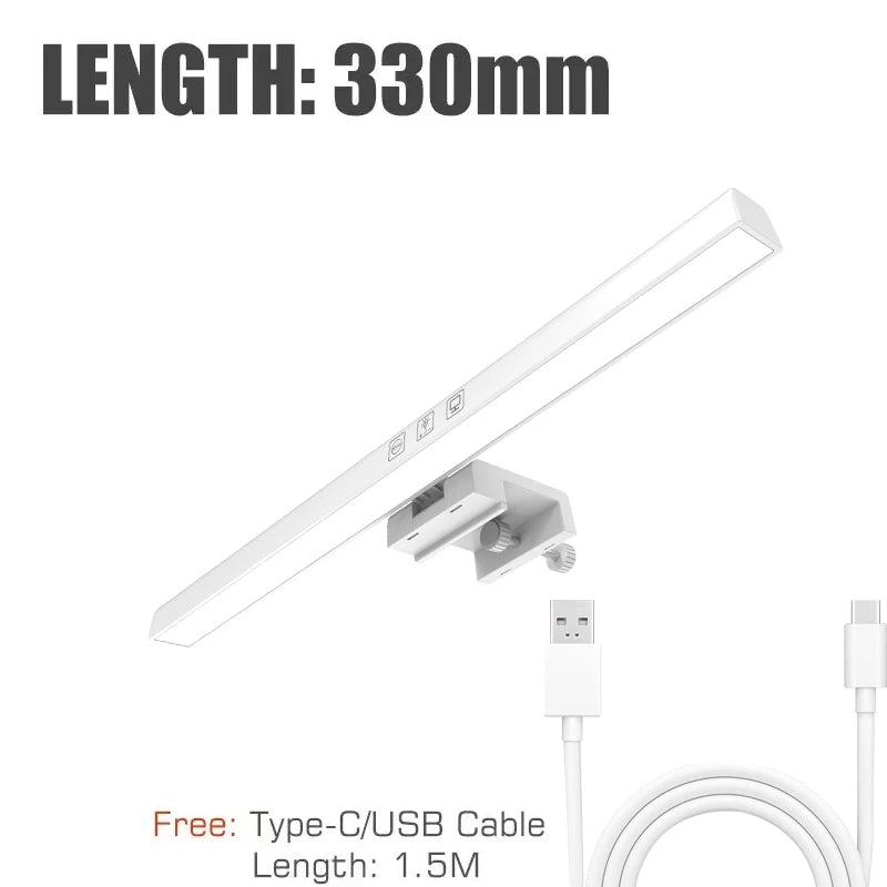 Barre lumineuse LED pour écran PC – Lampe de bureau USB, 3 températures de couleur, luminosité réglable, protection des yeux, montage sans encombrement