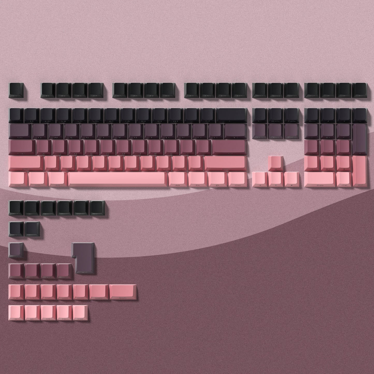 Set de Keycaps PBT Noirs – 123 Touches, Rétroéclairés, Profil Cherry