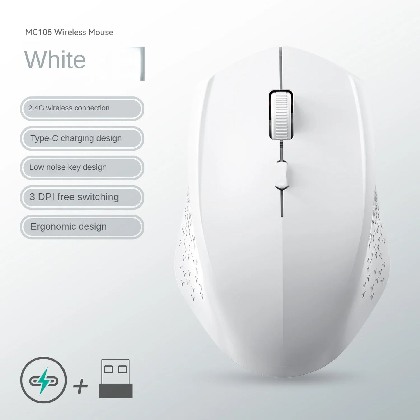 Souris Sans Fil Bluetooth 5.2 & 2.4G – Silencieuse | Rechargeable | 1600 DPI | PC & Mac