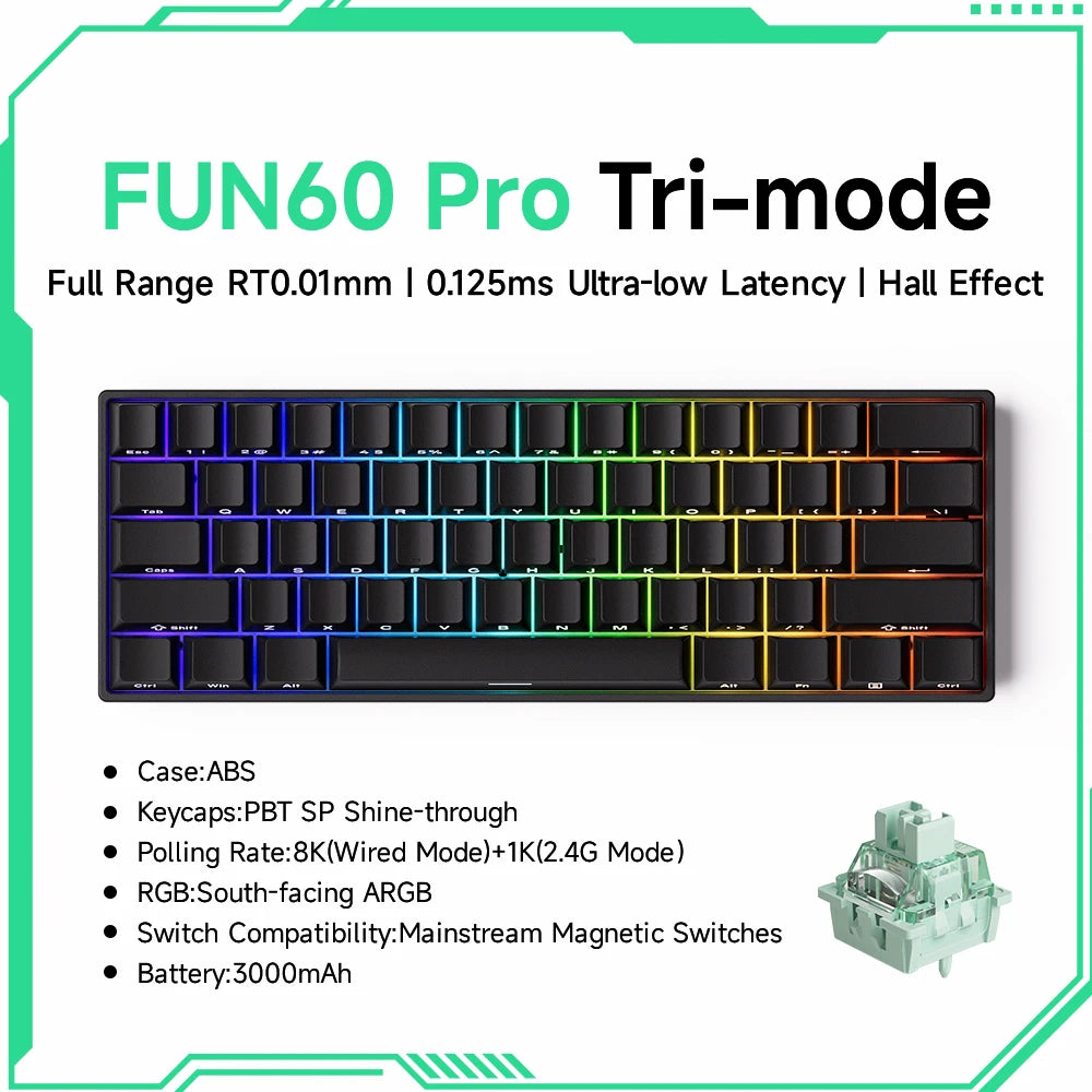 Clavier Gaming Monsgeek FUN60 Pro & MAX – Switchs Magnétiques, 60% Compact, 8K Polling Rate, ARGB