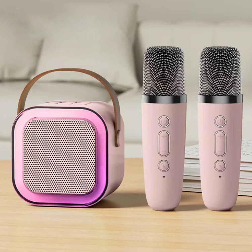 Machine de Karaoké K12 – Enceinte Bluetooth 5.3 avec 2 Micros Sans Fil, Lumières LED, Autonomie Longue