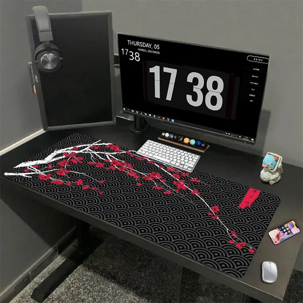 Tapis de souris XXL Sakura Japonais – Gaming & Bureau | Antidérapant | Design Fleurs de Cerisier