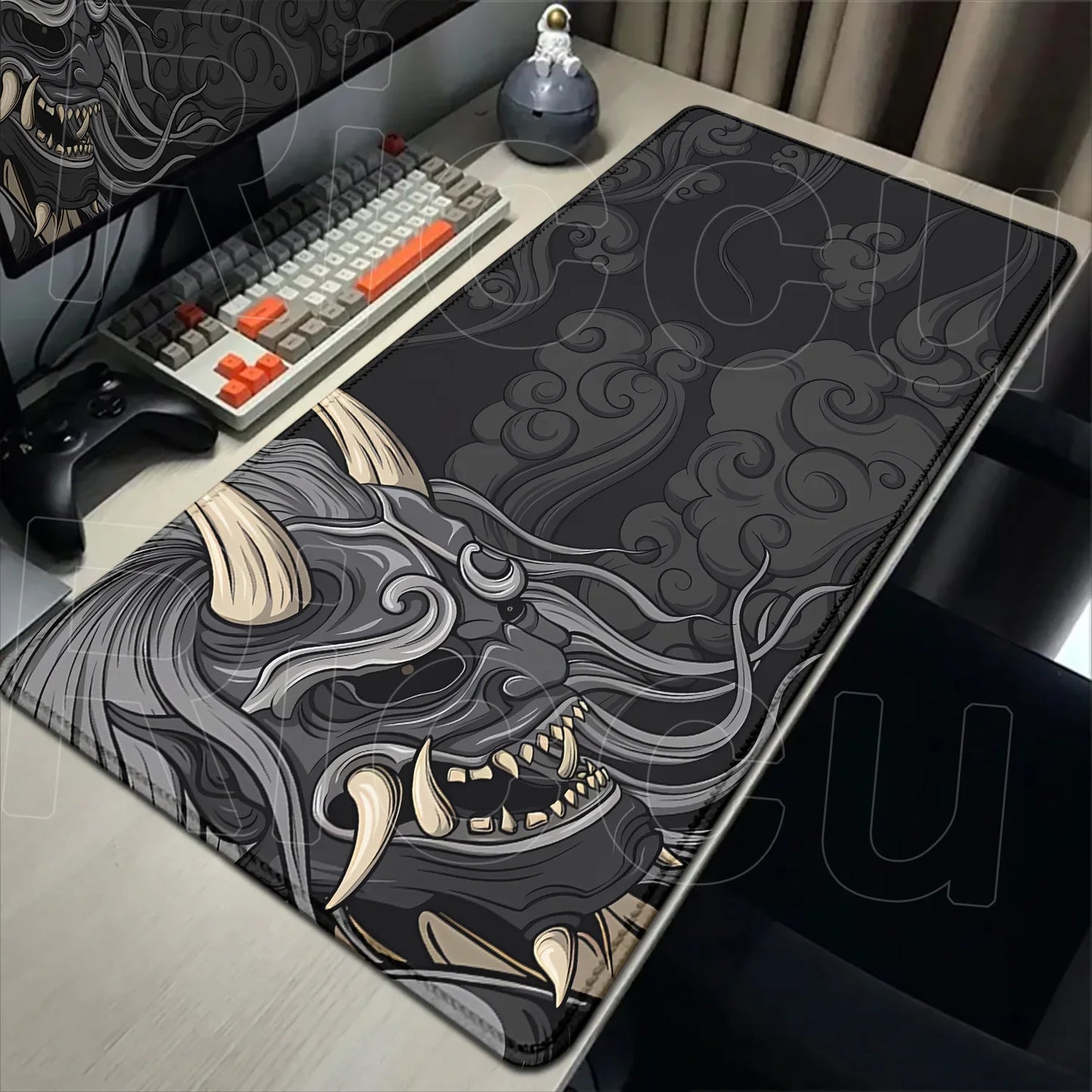 Tapis de souris XXL Oni Japonais – Gaming & Bureau | Motif démon samouraï | Antidérapant