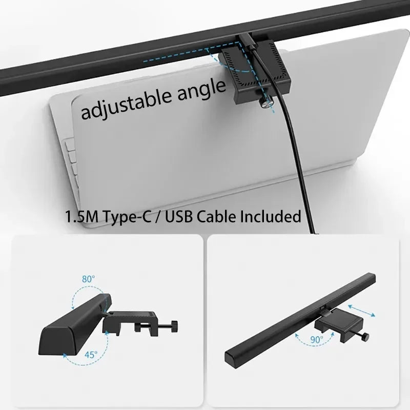 Barre lumineuse LED pour écran PC – Lampe de bureau USB, 3 températures de couleur, luminosité réglable, protection des yeux, montage sans encombrement