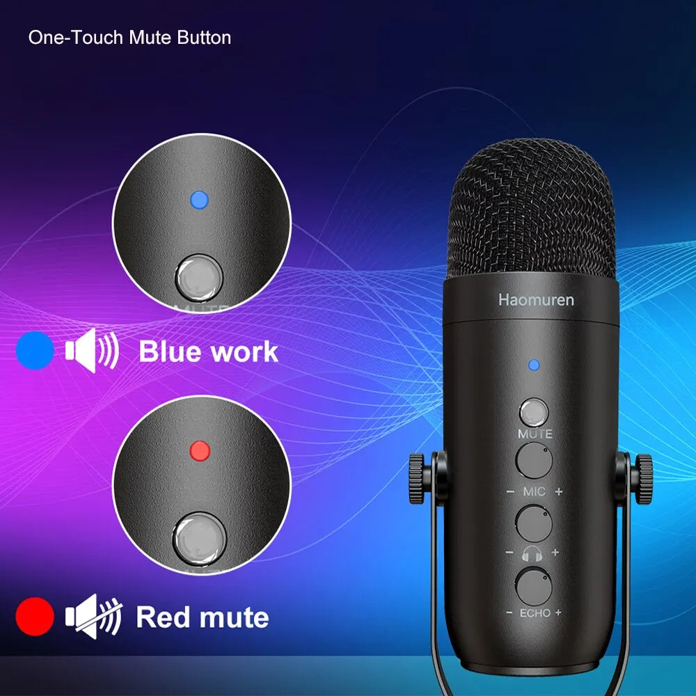 Microphone Professionnel USB Haomuren avec Bras Articulé – Qualité Studio