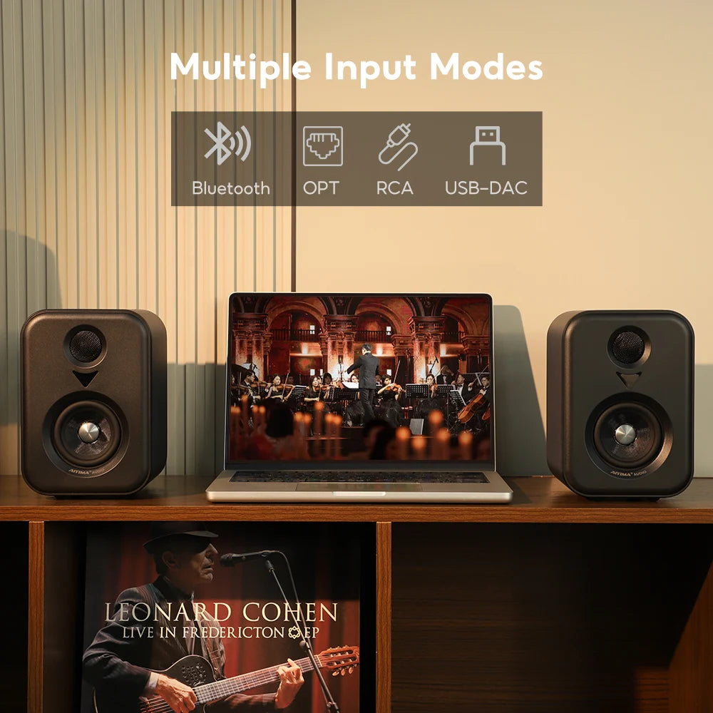 AIYIMA S400 – Enceintes de Bibliothèque Audio Actives | Studio HiFi 50W × 2 avec Bluetooth & USB DAC
