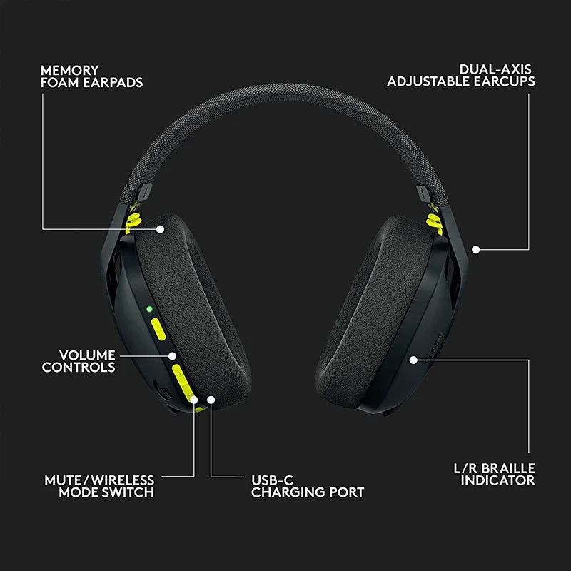 Logitech G435 – Casque Gaming Sans Fil LIGHTSPEED + Bluetooth – Ultra-Léger, Son Surround, 18h Autonomie
