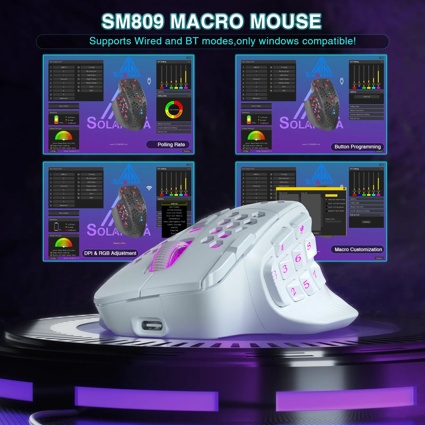 Souris Gaming MMO sans Fil – 16 Boutons Programmables | 24000 DPI RGB
