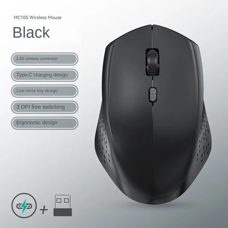 Souris Sans Fil Bluetooth 5.2 & 2.4G – Silencieuse | Rechargeable | 1600 DPI | PC & Mac