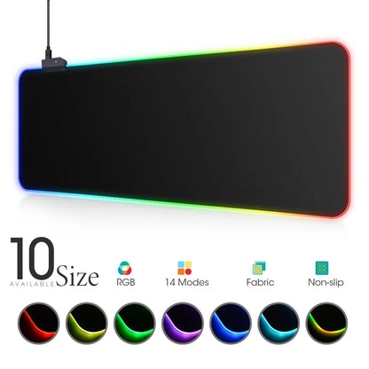 Tapis de souris LED RGB Gaming – 14 modes lumineux | XXL étanche & antidérapant