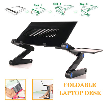 Support Bureau Ergonomique Réglable pour Ordinateur Portable – Aluminium 360° avec Tapis de Souris
