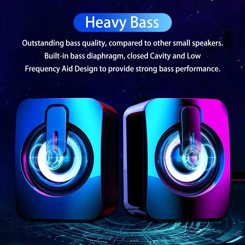 Haut-Parleurs PC Stéréo RGB – Son Hi-Fi avec Bass Renforcé, Connexion USB, Design LED Gamer