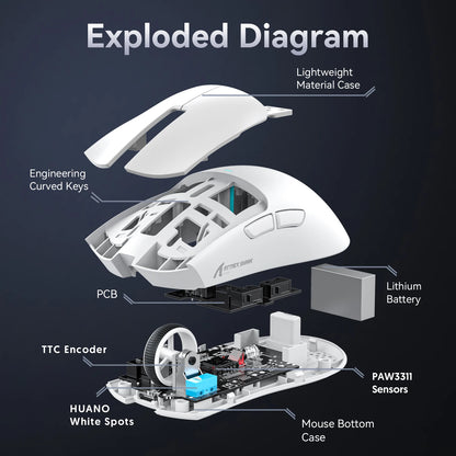 Souris Gaming Attack Shark X11 – 22000 DPI, Tri-Mode (USB, 2.4GHz, Bluetooth), Dock de Recharge Magnétique RGB