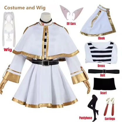 Cosplay Sousou No Frieren – Costume Complet avec Perruque, Accessoires et Oreilles d’Elfe