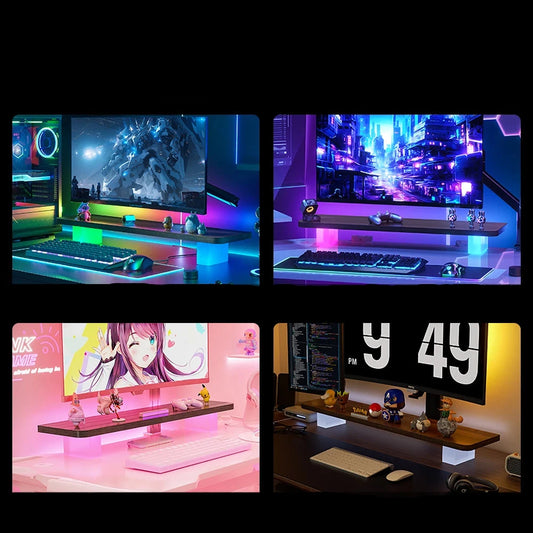 Support de moniteur RGB – Étagère ergonomique avec rétroéclairage LED pour bureau gaming et PC