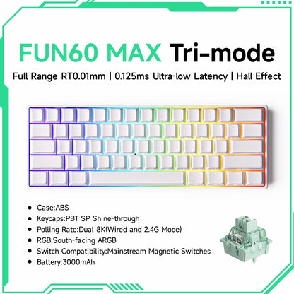 Clavier Gaming Monsgeek FUN60 Pro & MAX – Switchs Magnétiques, 60% Compact, 8K Polling Rate, ARGB