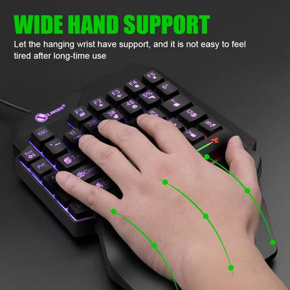 Clavier Gaming Une Main 35 Touches – Rétroéclairage RGB, USB Filaire, Compact et Ergonomique
