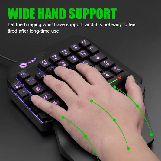 Clavier Gaming Une Main 35 Touches – Rétroéclairage RGB, USB Filaire, Compact et Ergonomique