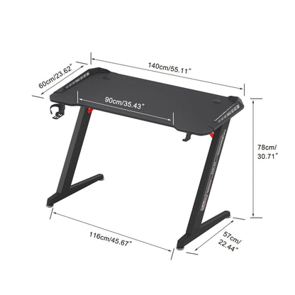 Bureau Gaming RGB 140 cm – LED Dynamiques, Plateau XXL, Pieds Métal Robustes