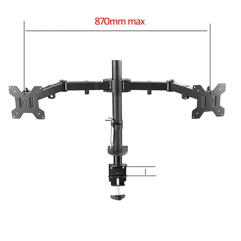 Support double écran ajustable – Fixation par serrage – Rotation à 360°