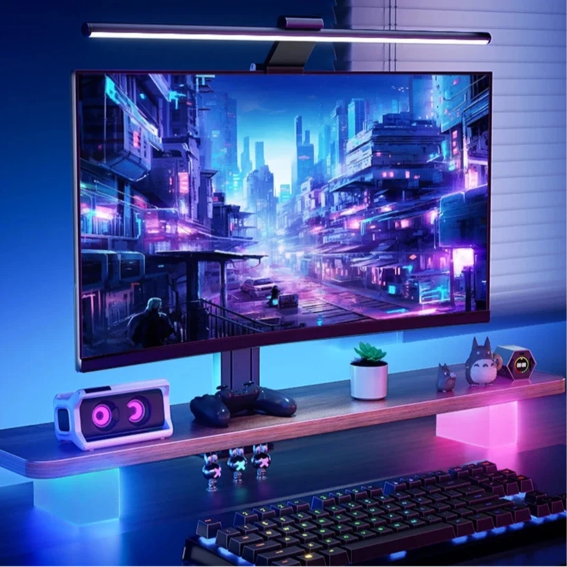 Support de moniteur RGB – Étagère ergonomique avec rétroéclairage LED pour bureau gaming et PC