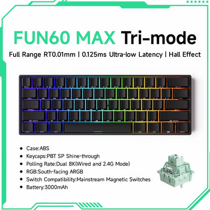 Clavier Gaming Monsgeek FUN60 Pro & MAX – Switchs Magnétiques, 60% Compact, 8K Polling Rate, ARGB