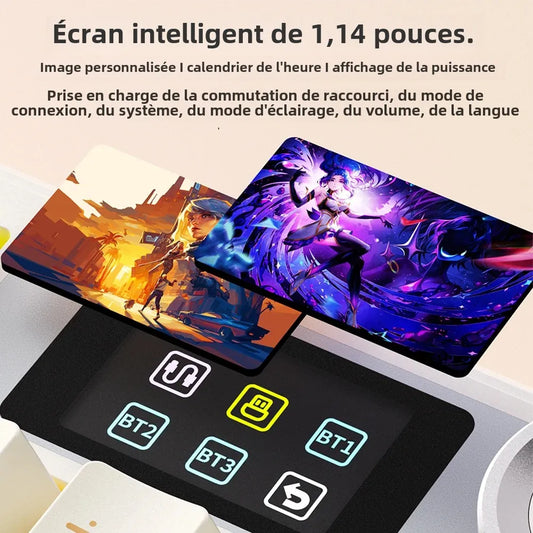 Clavier Mécanique AULA F108 Pro – Sans Fil Bluetooth, Écran TFT Intelligent, Hot-Swap, RGB