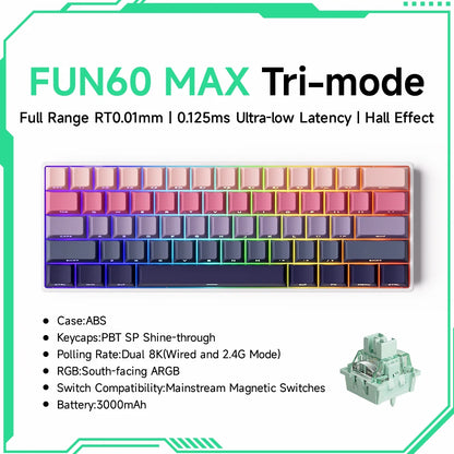 Clavier Gaming Monsgeek FUN60 Pro & MAX – Switchs Magnétiques, 60% Compact, 8K Polling Rate, ARGB