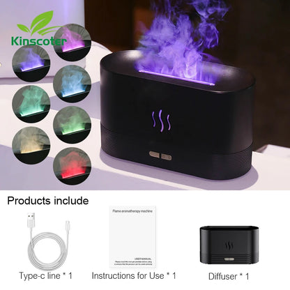 Diffuseur d’Arôme & Humidificateur à Effet Flamme – Kinscoter