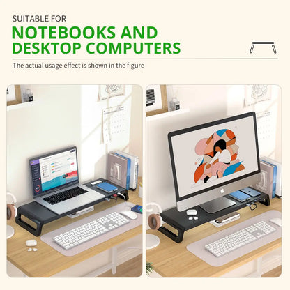 Support de Moniteur Ergonomique avec Rangement & Hub USB 3.0