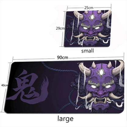 Tapis de souris XXL Oni Japonais – Gaming & Bureau | Antidérapant | Design Masque Démon