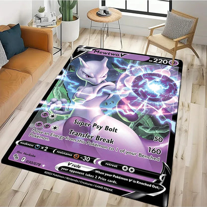 Tapis Pokémon Carte Géante – Pikachu & Dracaufeu | Décor Salon & Chambre | Antidérapant