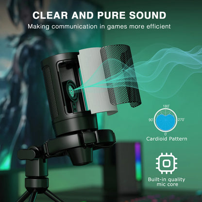 Microphone USB Gamer FIFINE AmpliGame A2 – Condensateur RGB | Tactile mute | Trépied inclus | PC, PS4/PS5