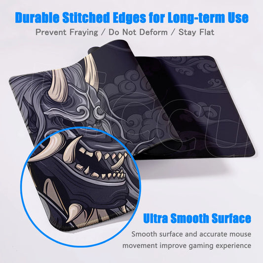 Tapis de souris XXL Oni Japonais – Gaming & Bureau | Motif démon samouraï | Antidérapant