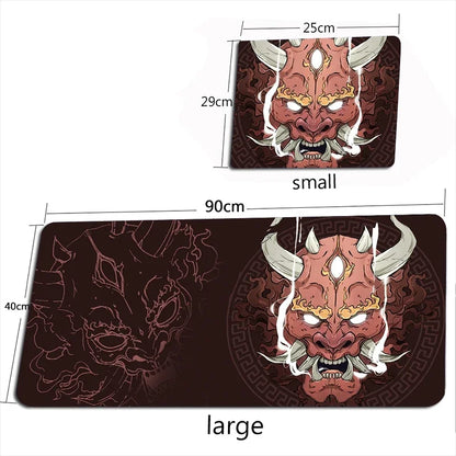 Tapis de souris XXL Oni Japonais – Gaming & Bureau | Antidérapant | Design Masque Démon