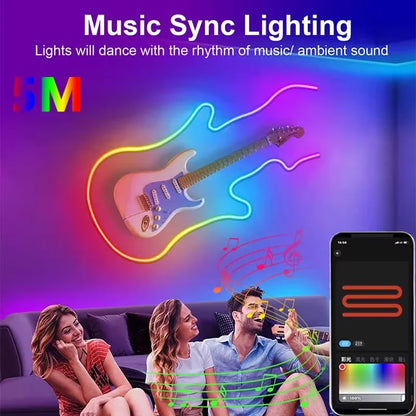 Bande Lumineuse Néon LED RGBIC – Éclairage Décoratif Connecté avec Application & Télécommande (1 à 5m)