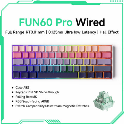 Clavier Gaming Monsgeek FUN60 Pro & MAX – Switchs Magnétiques, 60% Compact, 8K Polling Rate, ARGB