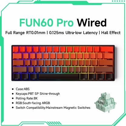 Clavier Gaming Monsgeek FUN60 Pro & MAX – Switchs Magnétiques, 60% Compact, 8K Polling Rate, ARGB