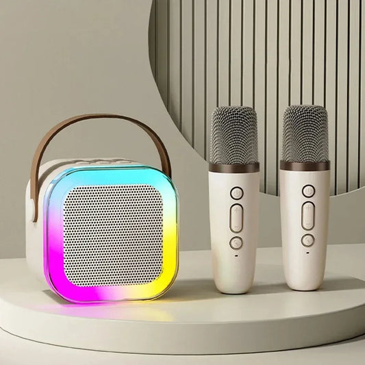 Machine de Karaoké K12 – Enceinte Bluetooth 5.3 avec 2 Micros Sans Fil, Lumières LED, Autonomie Longue
