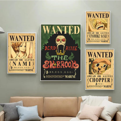 Affiches Wanted One Piece – Posters Vintage des Mugs de Primes